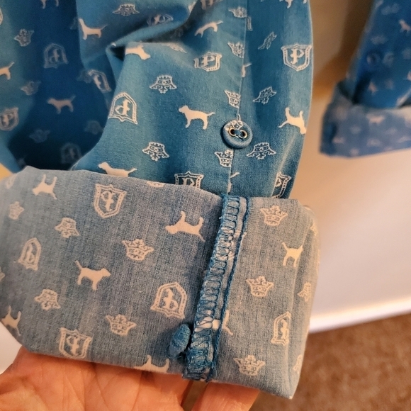 PINK VICTORIA'S SECRET Y2K PHI BETA PINK COTTON SLEEP LOUNGE PANTS BLUE WOMEN M - Picture 13 of 16